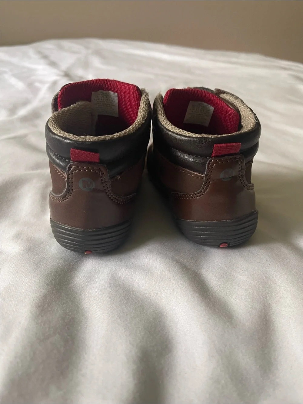 Merrell Brown Leather Kids Boots with Red Laces